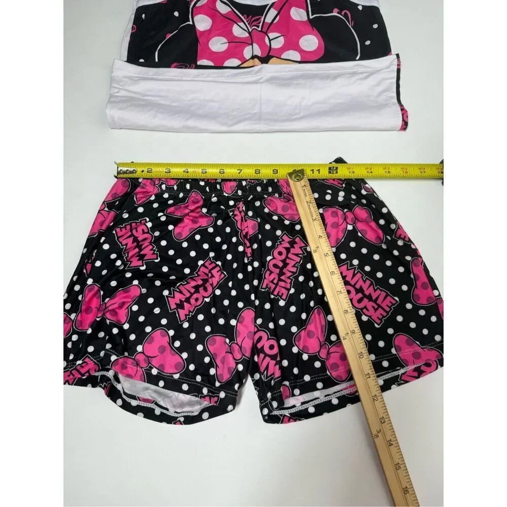 Girl's Minnie Mouse Pajama Tank Top/Shorts Set Sz XL See Description Black Pink